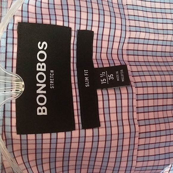 Bonobos button down shirt, pink/blue, size M slim - Picture 2 of 4